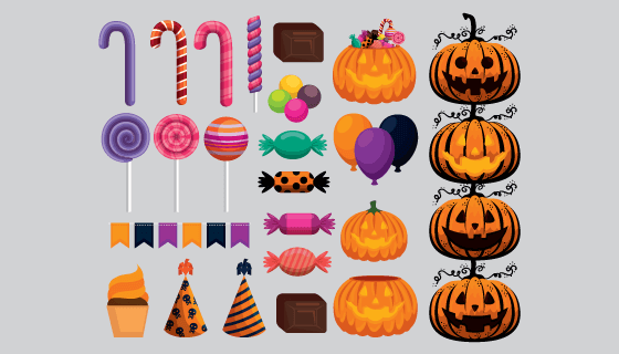 扁平风格万圣节元素矢量素材(EPS/PNG)