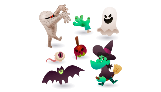 逼真卡通的万圣节元素矢量素材(AI/EPS/PNG)