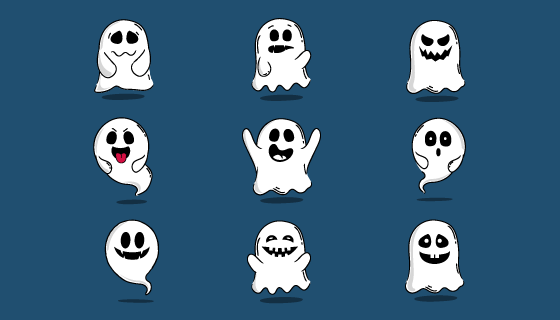 手绘风格万圣节幽灵矢量素材(AI/EPS/PNG)