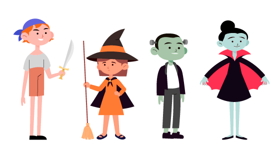 扁平风格万圣节儿童矢量素材(AI/EPS/PNG)