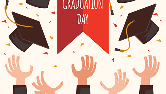 手扔毕业帽派对背景矢量素材(EPS/AI)