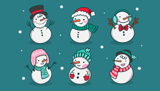 手绘可爱的雪人矢量素材(AI/EPS/PNG)