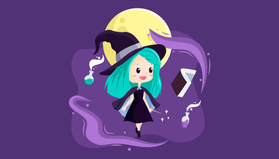 可爱的万圣节女巫矢量素材(AI/EPS)