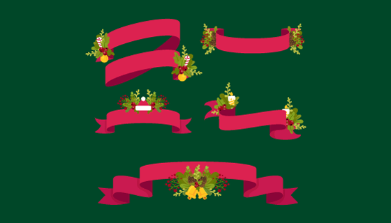 扁平风格圣诞节彩带矢量素材(AI/EPS/PNG)