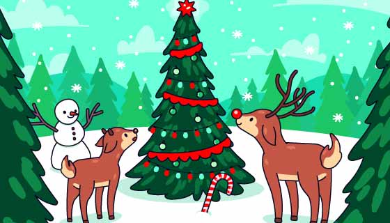 手绘风格圣诞节背景矢量素材(AI/EPS)