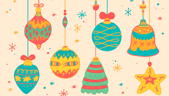 手绘风格圣诞球矢量素材(AI/EPS/PNG)