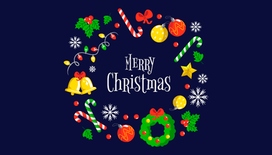 扁平风格圣诞节装饰元素矢量素材(AI/EPS/PNG)