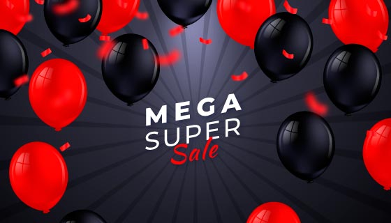 红黑气球促销背景矢量素材(AI/EPS)