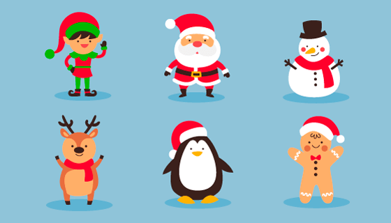 扁平风格圣诞节人物矢量素材(AI/EPS/PNG)
