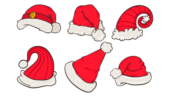 手绘圣诞老人帽矢量素材(AI/EPS/PNG)