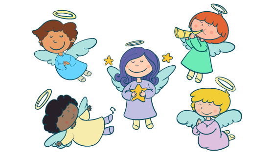 手绘风格圣诞天使矢量素材(AI/EPS/PNG)