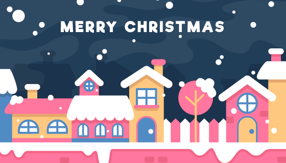 扁平风格的圣诞小镇矢量素材(AI/EPS)