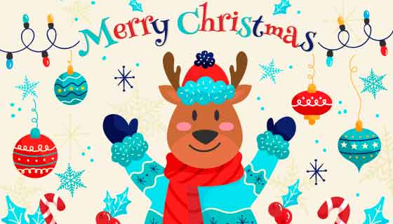 可爱的圣诞麋鹿圣诞节背景矢量素材(AI/EPS)