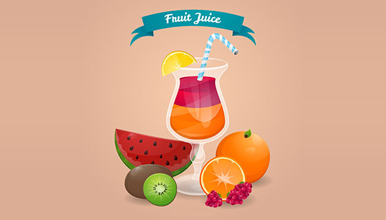饮料和水果背景矢量素材(EPS/AI)
