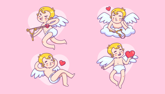 可爱的丘比特矢量素材(AI/EPS/PNG)
