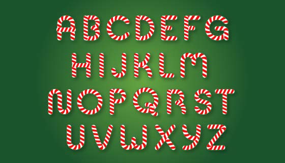 圣诞节糖果风格字母矢量素材(AI/EPS/PNG)