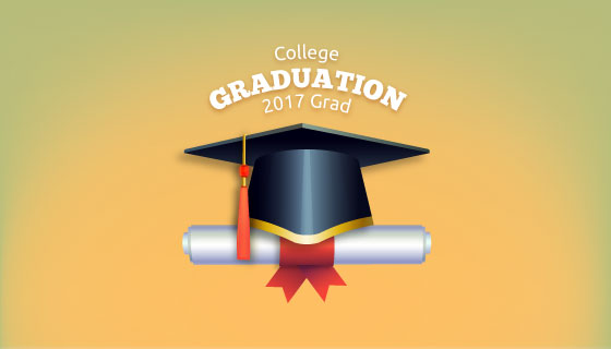 学位帽和学位证书矢量素材(EPS/AI)