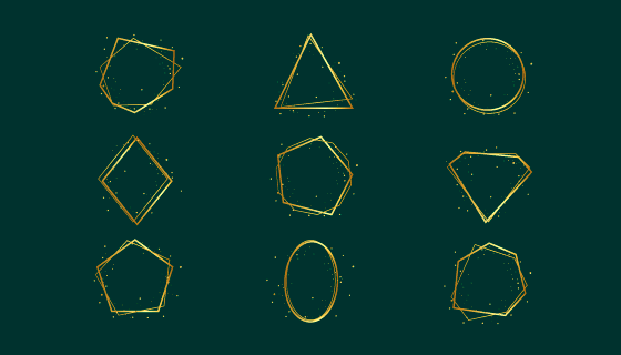 各种形状的金色框架矢量素材(AI/EPS/PNG)