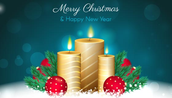 逼真的圣诞蜡烛背景矢量素材(AI/EPS/PNG)