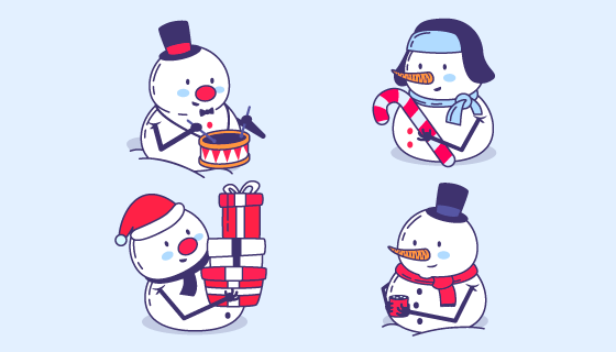 扁平风格可爱雪人矢量素材(AI/EPS/PNG)