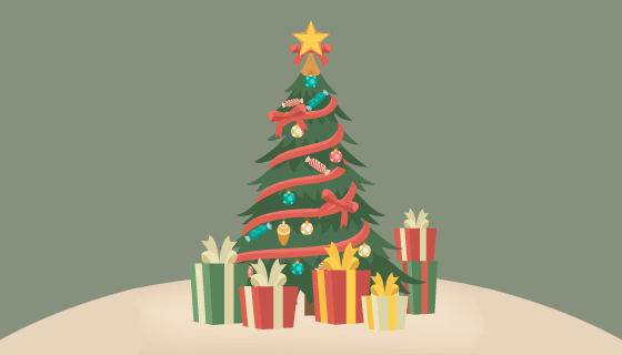 扁平风格漂亮圣诞树矢量素材(AI/EPS)