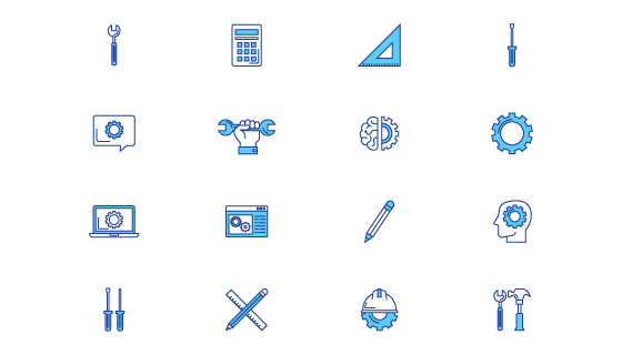 蓝色工程类图标矢量素材(EPS/PNG)