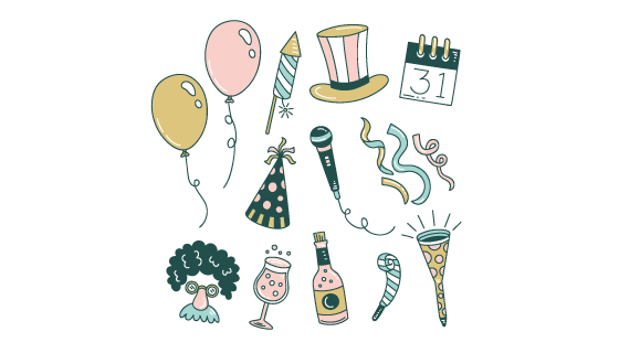 手绘风格新年元素矢量素材(AI/EPS/PNG)