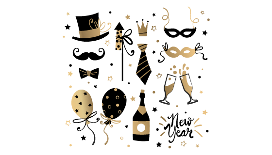 手绘风格新年元素矢量素材(AI/EPS/PNG)