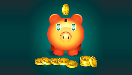 美元和小猪存钱罐矢量素材(EPS/AI)