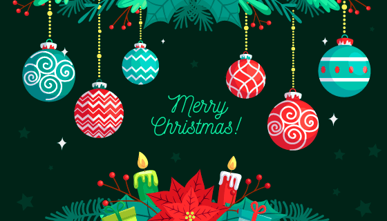 扁平风格圣诞球设计圣诞节背景矢量素材(AI/EPS)