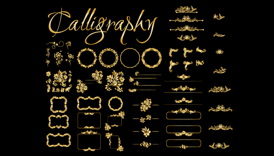 各种各样的金色装饰元素矢量素材(EPS/PNG)