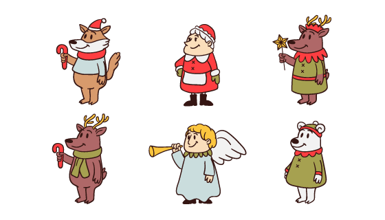 手绘圣诞节人物矢量素材(AI/EPS/PNG)