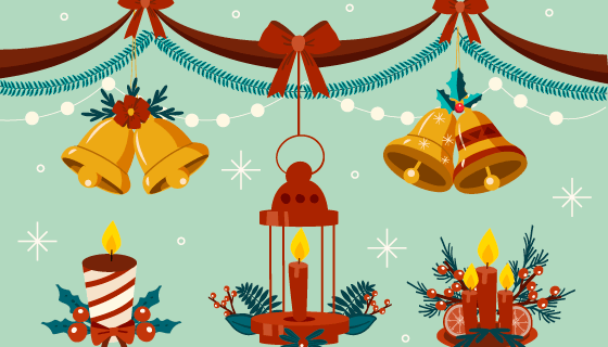 手绘风格圣诞节装饰品矢量素材(AI/EPS/PNG)