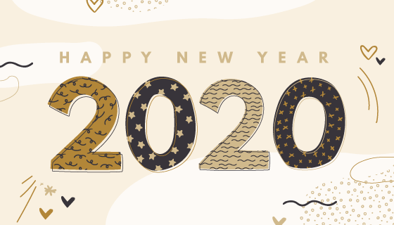 创意手绘2020新年背景矢量素材(AI/EPS)