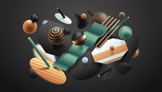 抽象3D几何物体矢量素材(AI/EPS)