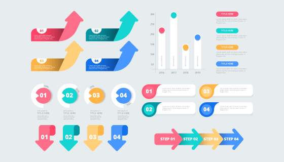 扁平风格图表矢量素材(AI/EPS/PNG)