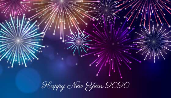 漂亮的烟花2020新年快乐背景矢量素材(AI/EPS)