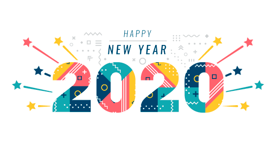 扁平创意2020新年快乐背景矢量素材(AI/EPS/PNG)