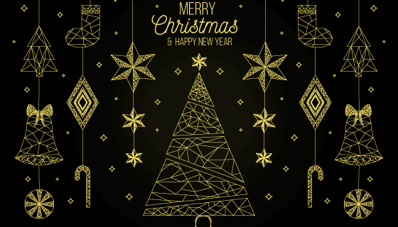 金色元素圣诞节背景矢量素材(AI/EPS/PNG)