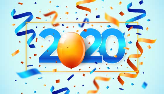 五彩纸屑设计2020新年快乐背景矢量素材(AI/EPS)