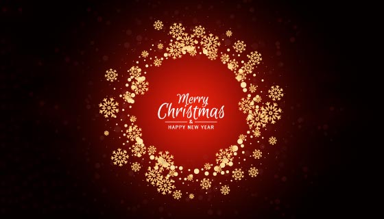 金色雪花圆环圣诞节快乐矢量素材(EPS)