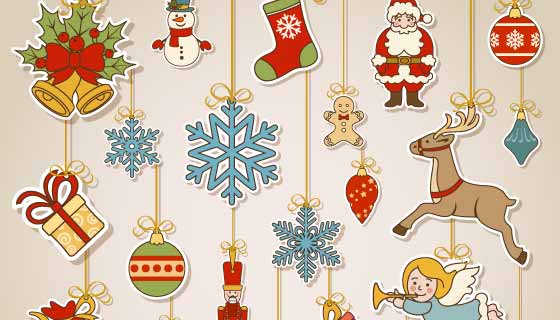 各种各样的圣诞节装饰品矢量素材(EPS/PNG)