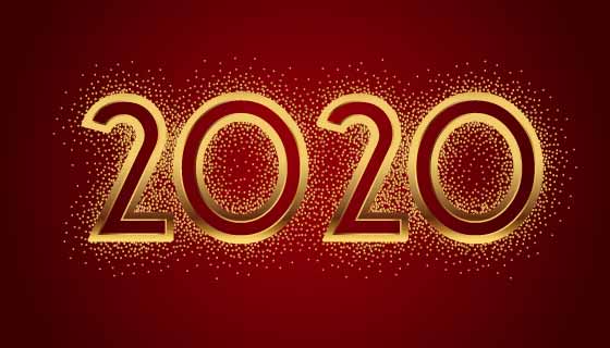 金色闪闪发光的2020矢量素材(EPS/PNG)