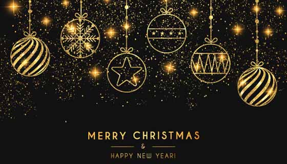 金色圣诞球设计圣诞节背景矢量素材(EPS)