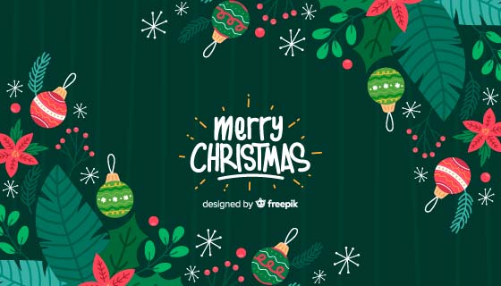 手绘绿色圣诞节背景矢量素材(AI/EPS)