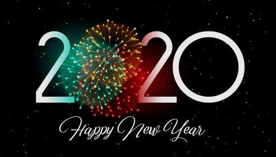 五彩烟花2020新年快乐矢量素材(EPS)