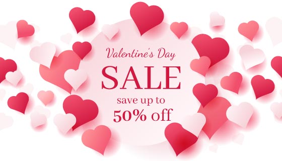 红色粉色爱心情人节促销矢量素材(AI/EPS)