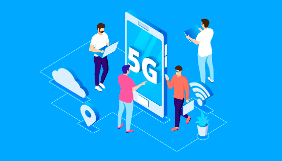 蓝色5G概念背景矢量素材(AI/EPS)