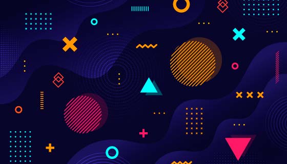 深色几何形状孟菲斯风格背景矢量素材(AI/EPS)