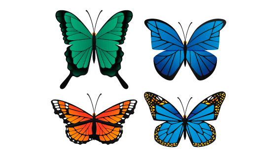 扁平风格的蝴蝶矢量素材(AI/EPS/PNG)